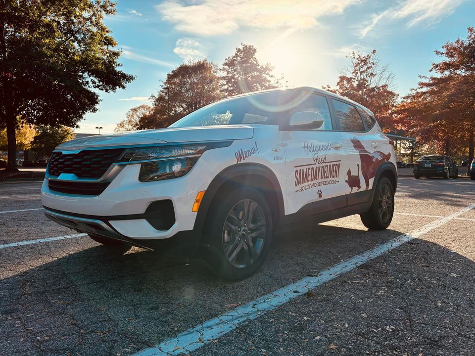 Same Day Delivery car in a parking lot